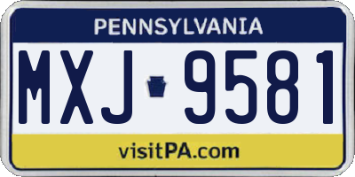 PA license plate MXJ9581