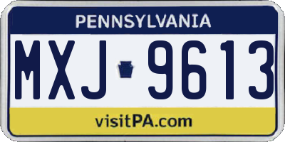 PA license plate MXJ9613