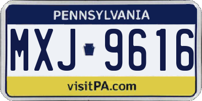 PA license plate MXJ9616