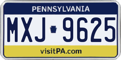 PA license plate MXJ9625
