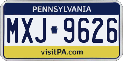 PA license plate MXJ9626