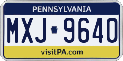 PA license plate MXJ9640