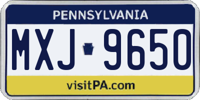 PA license plate MXJ9650