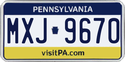 PA license plate MXJ9670