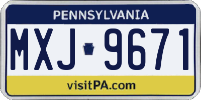 PA license plate MXJ9671