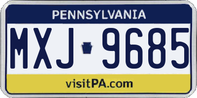 PA license plate MXJ9685