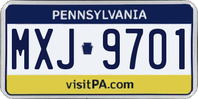 PA license plate MXJ9701