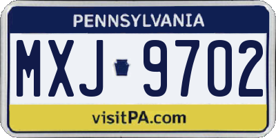 PA license plate MXJ9702