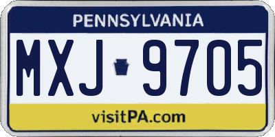 PA license plate MXJ9705