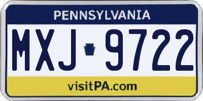 PA license plate MXJ9722