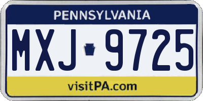 PA license plate MXJ9725
