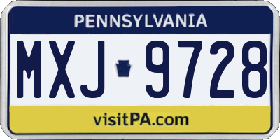 PA license plate MXJ9728