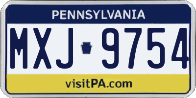 PA license plate MXJ9754