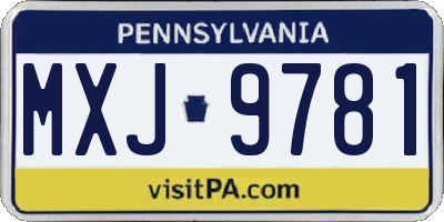 PA license plate MXJ9781