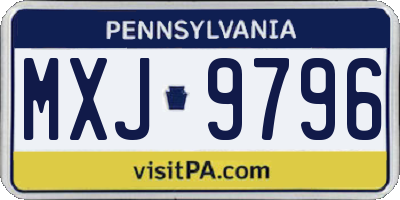 PA license plate MXJ9796