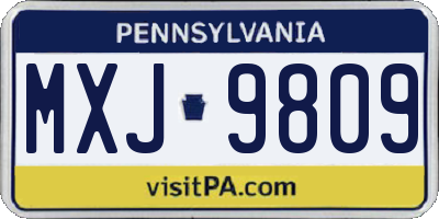 PA license plate MXJ9809