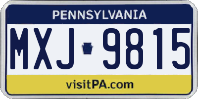 PA license plate MXJ9815