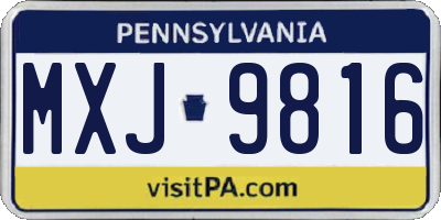 PA license plate MXJ9816