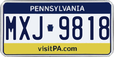 PA license plate MXJ9818