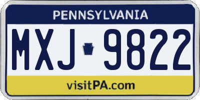 PA license plate MXJ9822