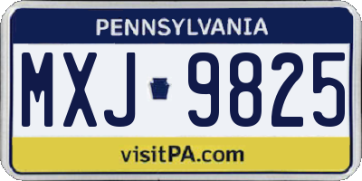 PA license plate MXJ9825