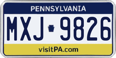 PA license plate MXJ9826