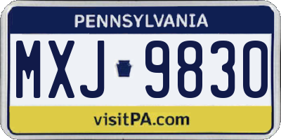 PA license plate MXJ9830