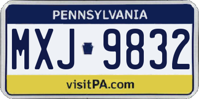 PA license plate MXJ9832