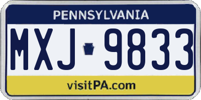 PA license plate MXJ9833
