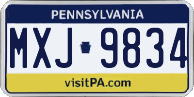 PA license plate MXJ9834