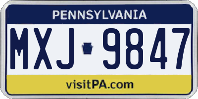 PA license plate MXJ9847