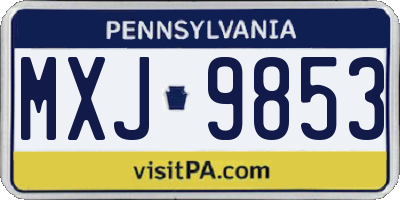 PA license plate MXJ9853