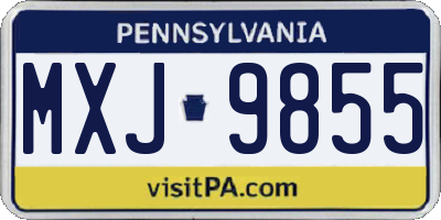 PA license plate MXJ9855