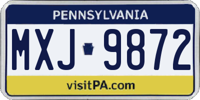 PA license plate MXJ9872