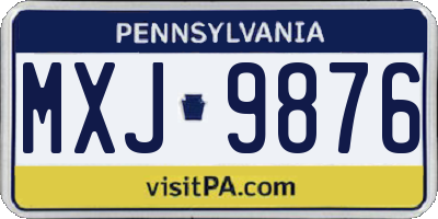 PA license plate MXJ9876