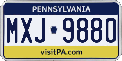 PA license plate MXJ9880