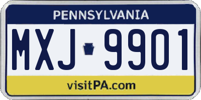 PA license plate MXJ9901