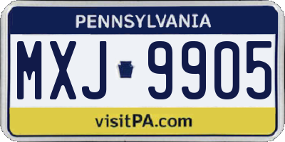 PA license plate MXJ9905