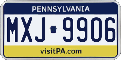 PA license plate MXJ9906