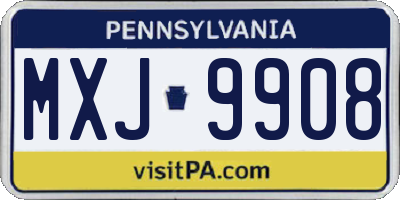 PA license plate MXJ9908