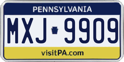 PA license plate MXJ9909