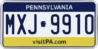 PA license plate MXJ9910