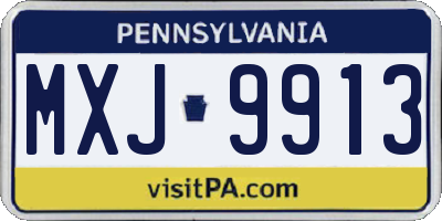 PA license plate MXJ9913