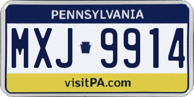 PA license plate MXJ9914