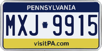 PA license plate MXJ9915
