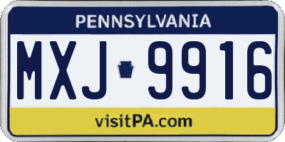 PA license plate MXJ9916
