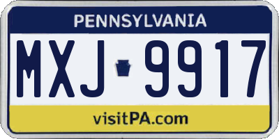 PA license plate MXJ9917