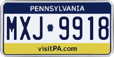 PA license plate MXJ9918