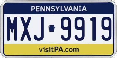 PA license plate MXJ9919
