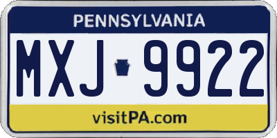 PA license plate MXJ9922